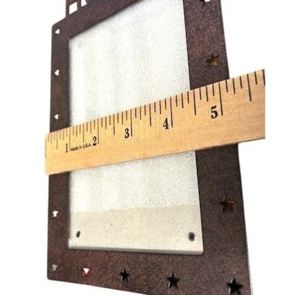 Rustic Metal Howdy Picture Frame Brown Western Star Cutout 4x6 Vertical Decor
